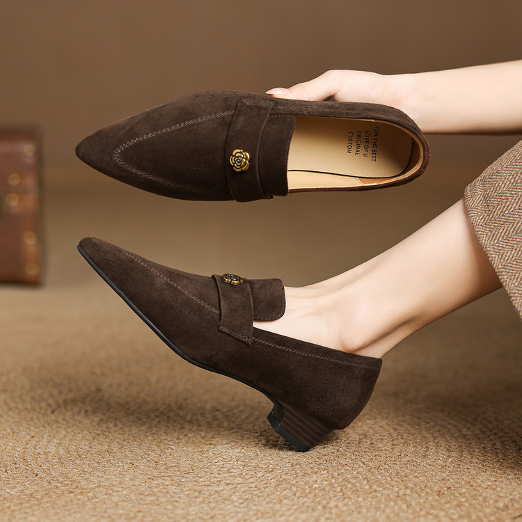 Deep Mouth Pointed Toe Chunky Mid Heel Shoes - Style g.html