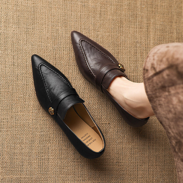 Deep Mouth Pointed Toe Chunky Mid Heel Shoes - Style k.html