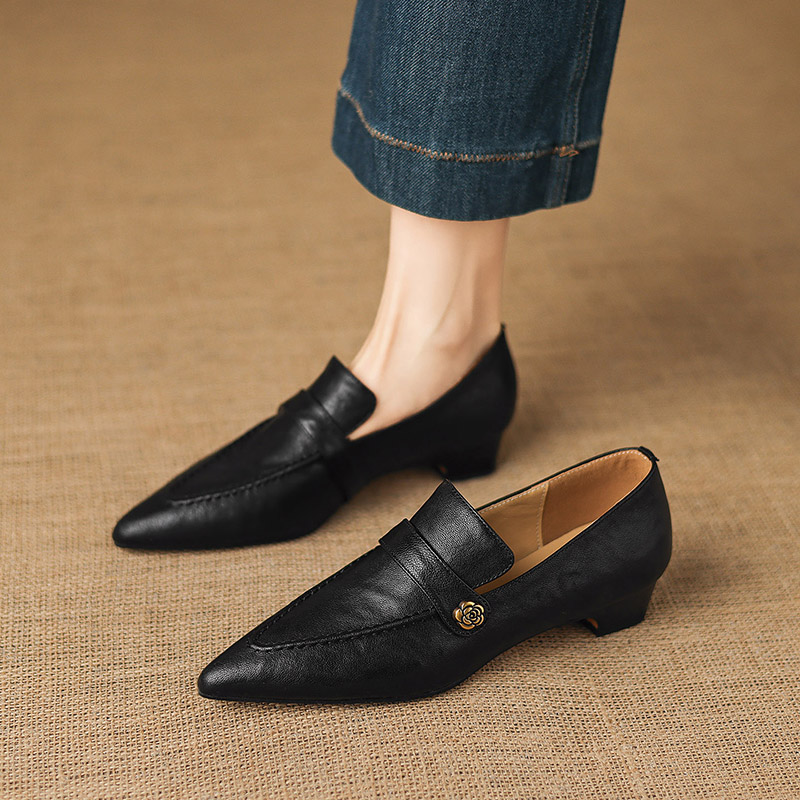Deep Mouth Pointed Toe Chunky Mid Heel Shoes - Style k.html - Image 4