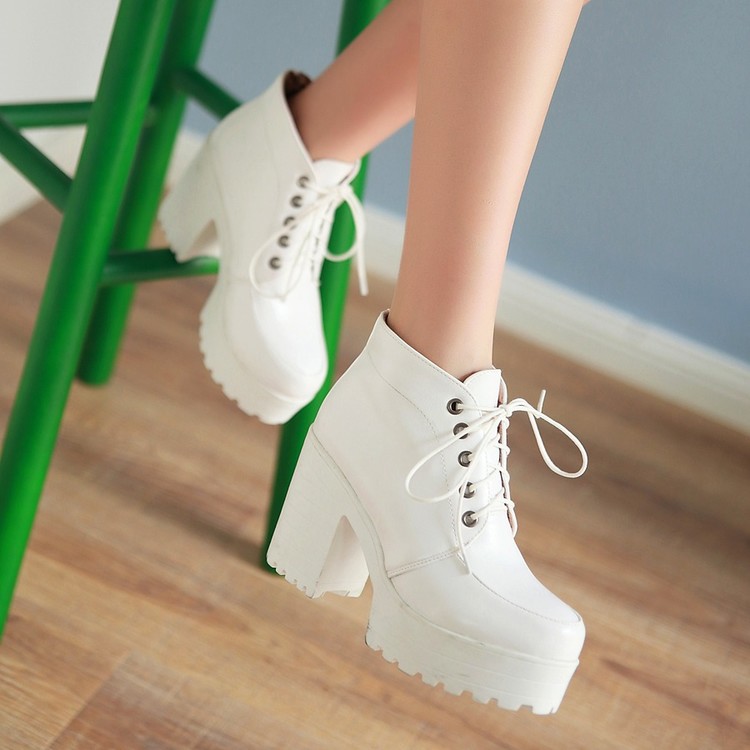 Korean Style High Heel Platform Ankle Boots for Women
