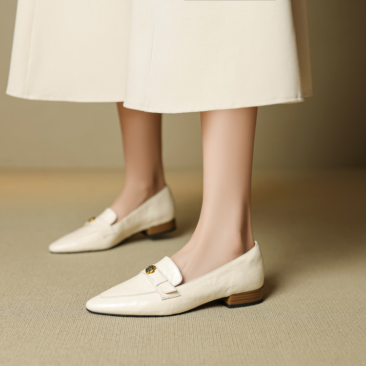 Minimalist Pointed Toe Low Heel Loafers for Women