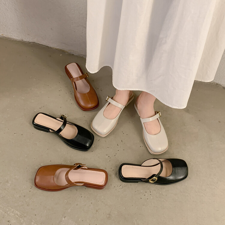 Women's Fashion Flat Shoes Retro Buckle Slip-On