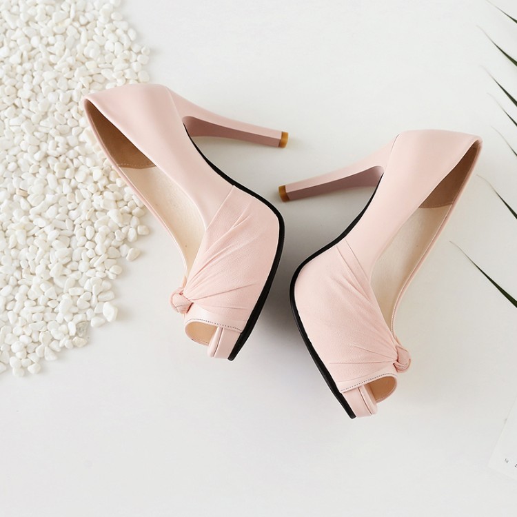 Women's Peep Toe Stiletto Sandals - Lace Platform Slip-On